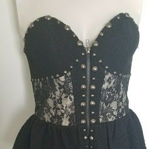 Thick wool /lace / metal studded dress